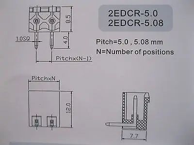 50 pcs 5.08mm Angle 2 pin Screw Terminal Block Connector Pluggable Type Green | Обустройство дома