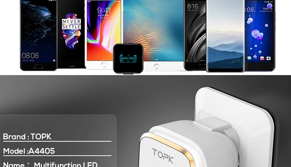 TOPK 4-Порты и разъёмы EU/US/UK/AU разъем 22W USB Зарядное устройство светодиодный светильник авто-ID заграничного паспорта сетевой адаптер Универсальный мобильный телефон Зарядное устройство