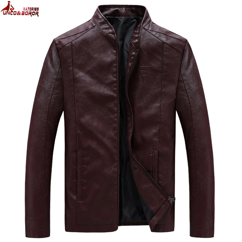 UNCO& BOROR размера плюс M~ 7XL 8XL мужские Куртки из искусственной кожи мотоциклетные кожаные куртки Мужская Осенняя кожаная одежда мужские повседневные пальто