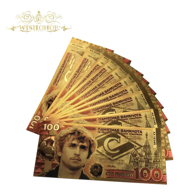10 шт./лот новые продукты для России банкноты 100 рублей в 24 каратном золоте