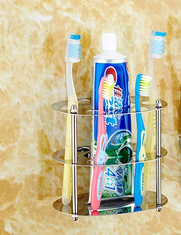 1pc Oval Toothbrush Toothpaste Holder Storage Rack High Quality Stainless Steel Bathroom Razor Organizer | Дом и сад