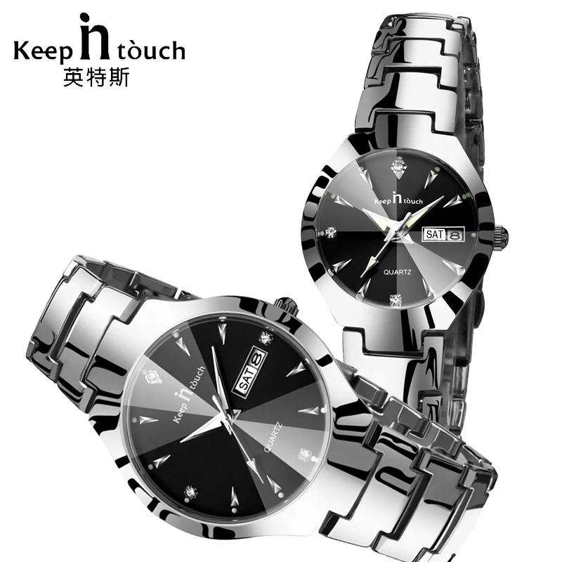 KEEP IN TOUCH Couple Watch for Lovers Man and Ladies Quartz Luminous Calendar Watches Luxury Bracelet Wedding Gift with Box