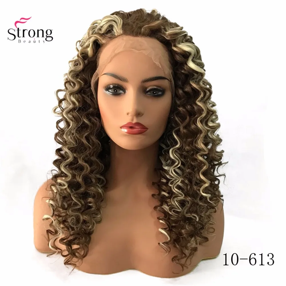 StrongBeauty синтетические волосы на кружеве Искусственные парики коричневый/черный длинные нахальный вьющиеся волосы шиньон синтетическ