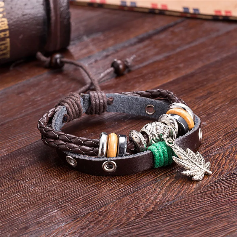 Панк коричневый Браслеты для Для женщин мужчин браслет женский Пояса из