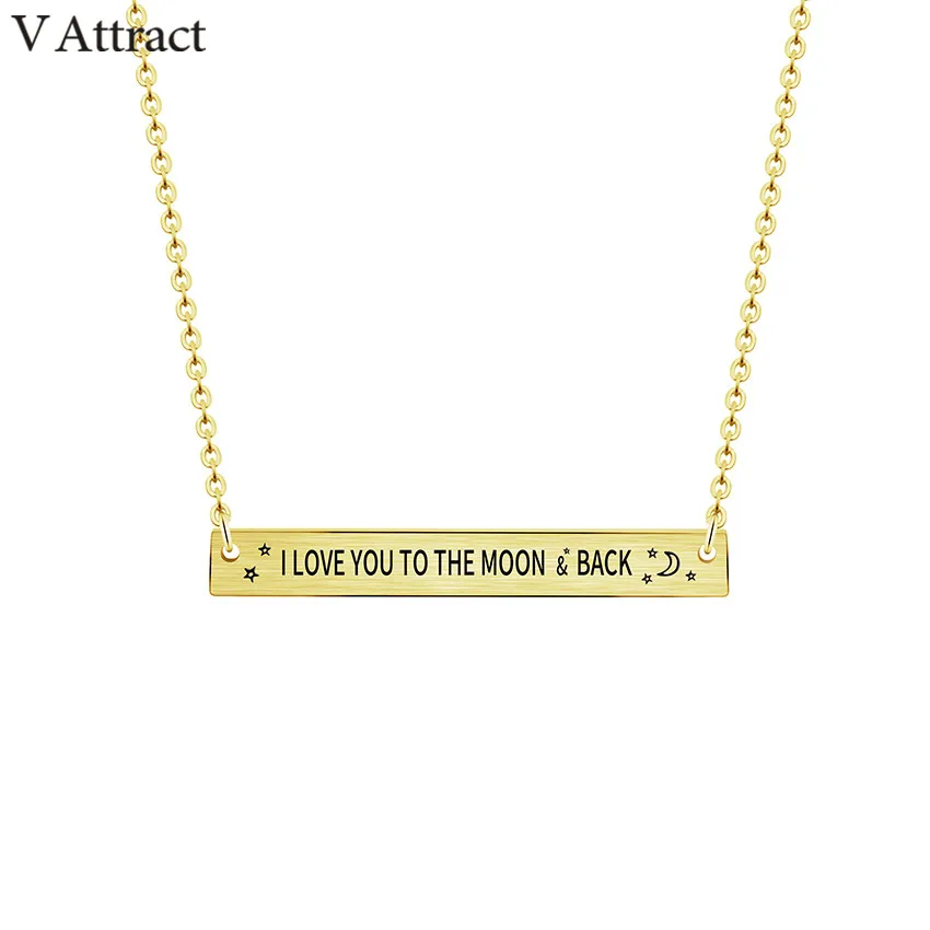 Ожерелье с подвеской Я тебя люблю к Луне и задней панели Женская Золотая цепочка