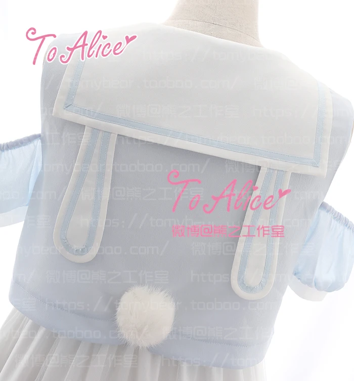 Невероятно милые домашние тапочки с кроличьими ушками матросским воротником