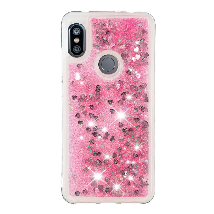 Pink Heart Fundas on для Huawei Honor 8A 8C 8X 7X 6A 7A Pro 8 9 10 Lite V10 V20 Coque мягкий чехол Жидкий блеск динамический чехол для телефона - Цвет: Pink Heart
