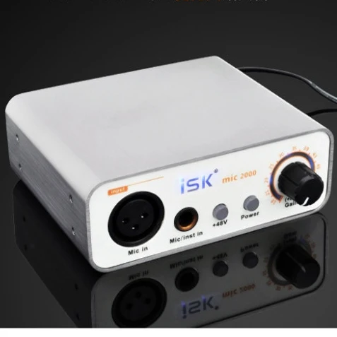 Оригинал ISK mic2000 микрофонный предусилитель с 48 В Phantom Мощность функции для записи