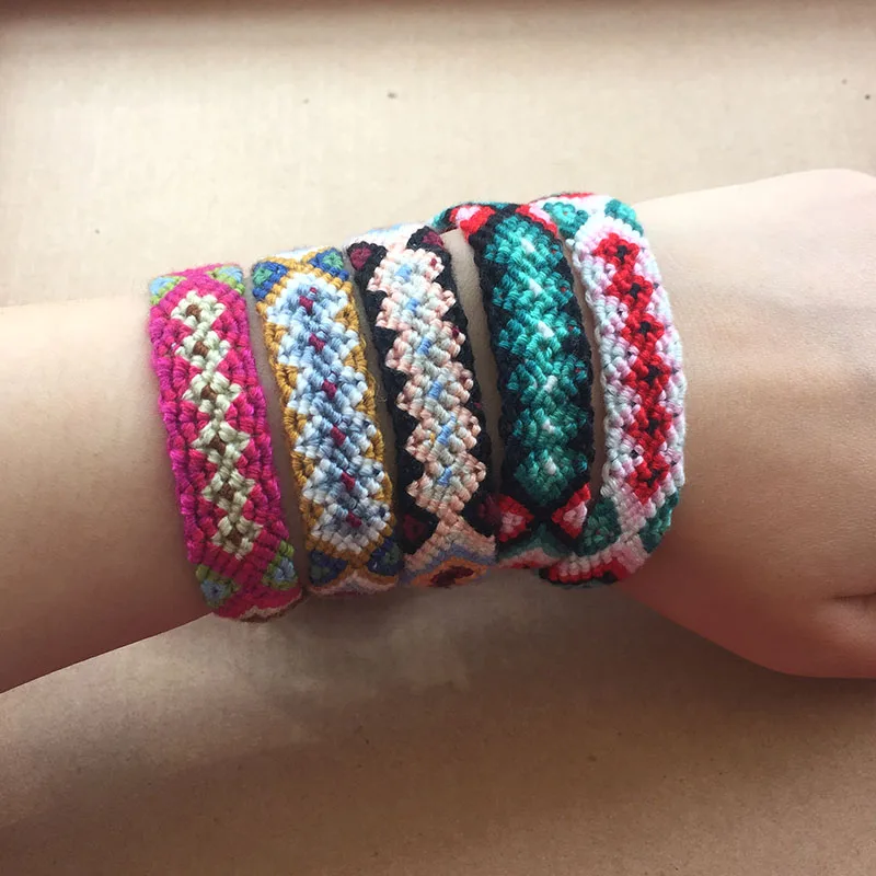 10pcs/lot Assorted Bohemian Friendship Bracelet Braided Thread Cord Weave Woven Women Men Handmade Ethnic Bracelets NO.11-20 | Украшения и