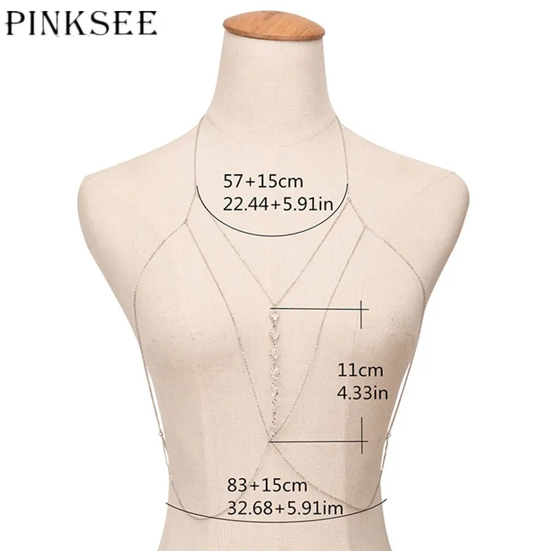 Женский купальник бикини PINKSEE с кристаллами 1 шт.|belly body chain|chain bodybelly waist chain |