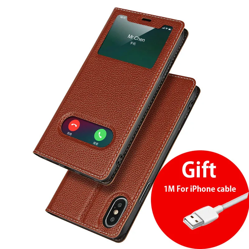 Чехол на айфон 5s Вид из Окна Случае Флип Кожаный Fundas для iPhone 5 5S 6 6 s Плюс Huawei P8 Lite Nexus 6 P Sony M4 Аква - Цвет: Brown 1
