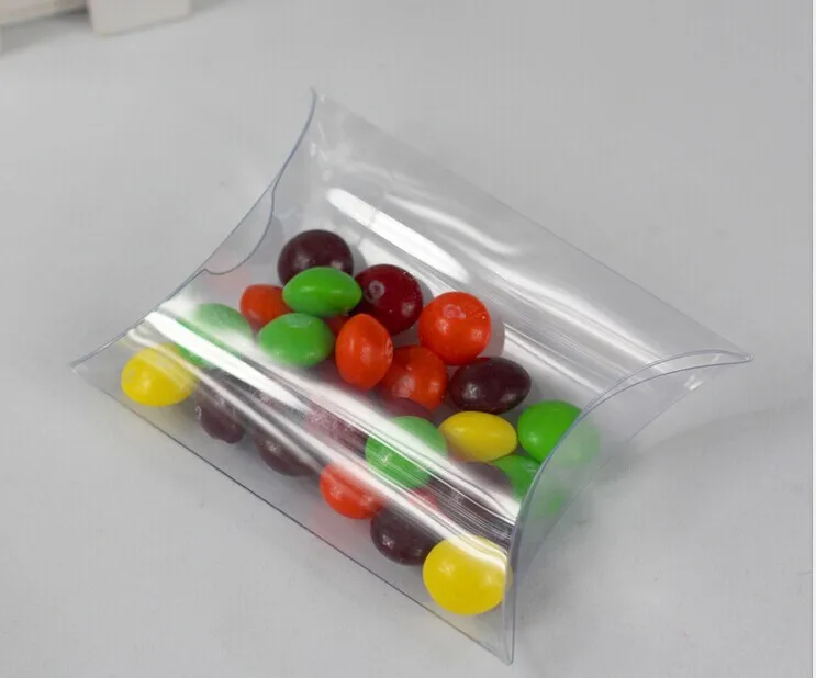 50 шт. ясно Пластик ПВХ Подушки Детские Коробки вечере свадьбы Дисплей коробка