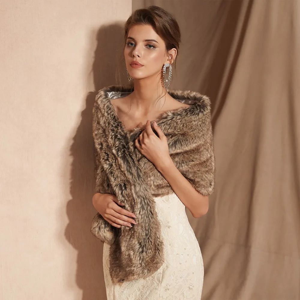 Накидка Engerla велюровая накидка на свадьбу из белого искусственного меха с