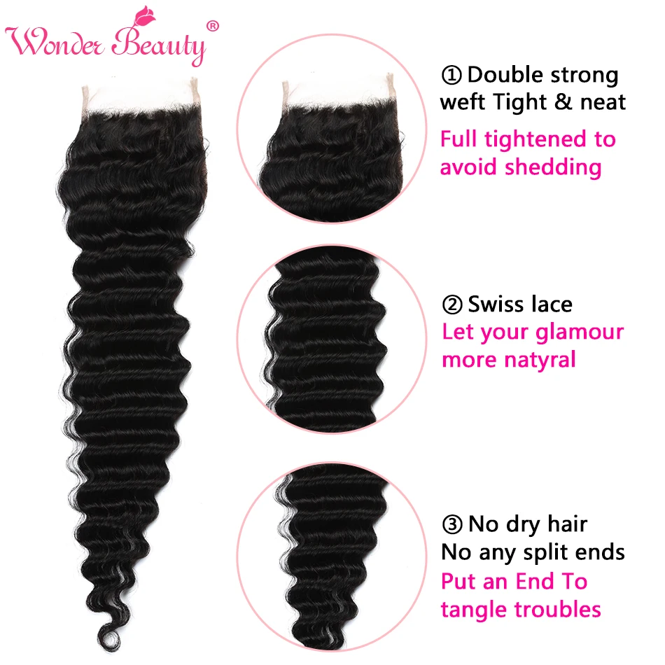 Бразильские волнистые пряди с закрытием чудо-красавица 5х5 кружева Remy