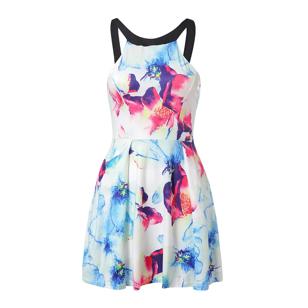Новый Для женщин пикантные летние без рукавов Повседневное вечерние мини платье
