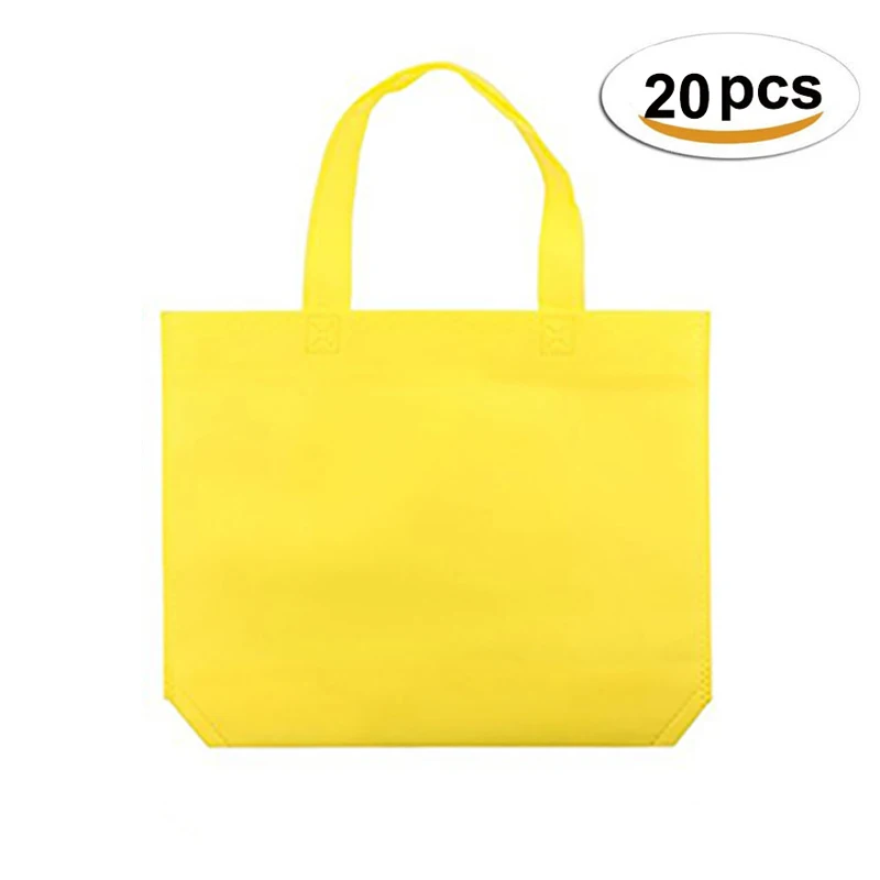 Yellow 20pcs 20 шт многофункциональная Подарочная сумка с ручкой, женская сумка для покупок, одноцветная Нетканая Детская сумка для дня рождения, подарочные сумки для рукоделия - Цвет: Yellow 20pcs