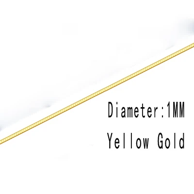 Yellow 1mm Итальянский Technology18K Золотые женские змея ожерелья тонкий змея цепи для Кулоны из нержавеющей стали ожерелье-чокер с кулоном цепи змеиные кости медальон ссылка - Цвет камня: Yellow 1mm