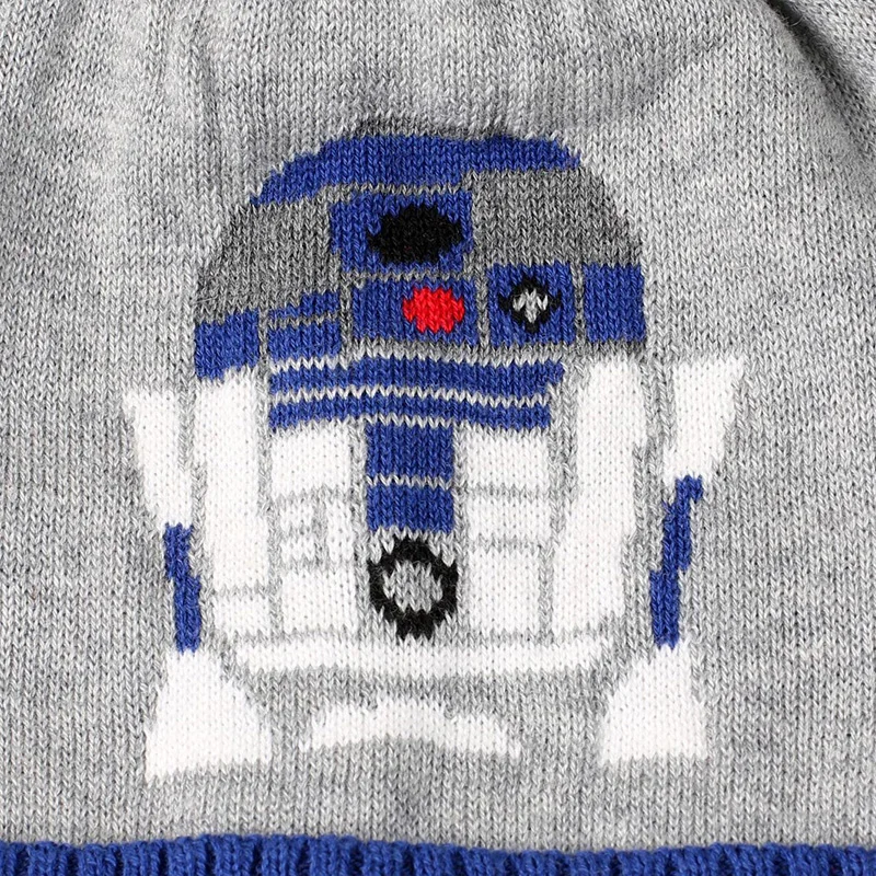 Robot/теплая шапка бини для маленьких мальчиков Зимняя Толстая Серая с помпоном