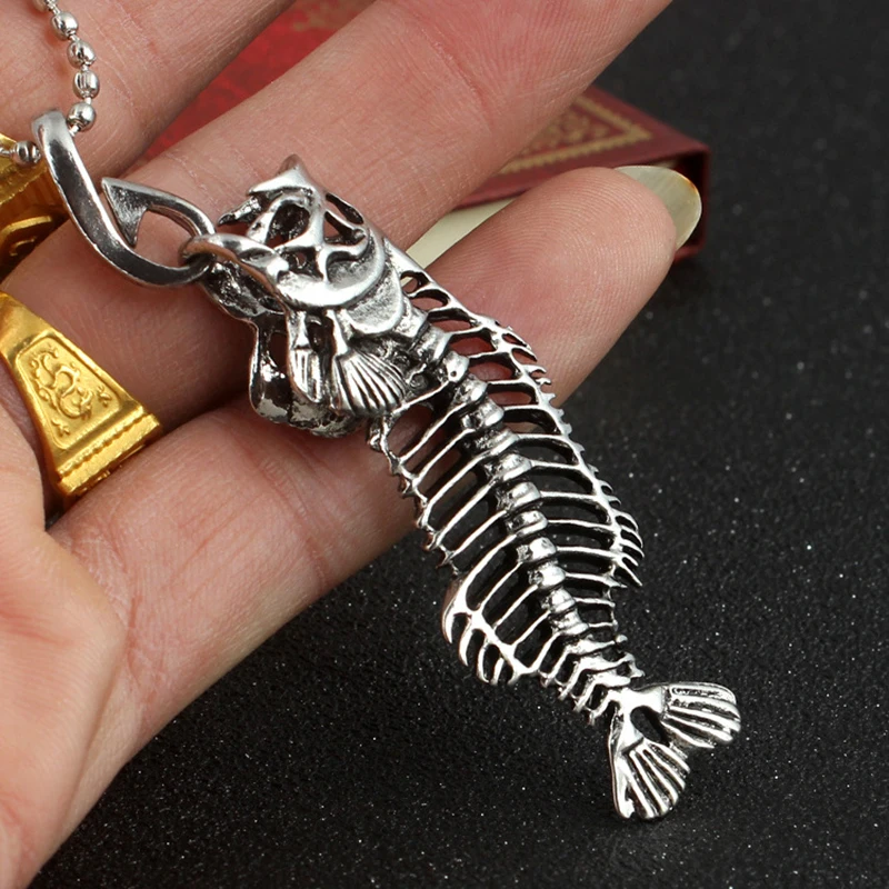 ISINYEE Модные металлические панк рыбья кость кулон бусы ожерелье для женщин