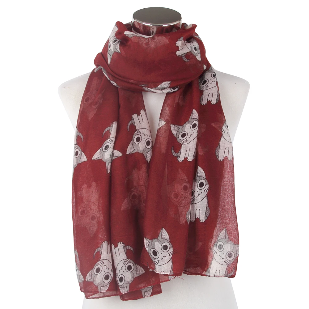 2018 новый модный Легкий милый темно синий Бургундский принт с котом и животными