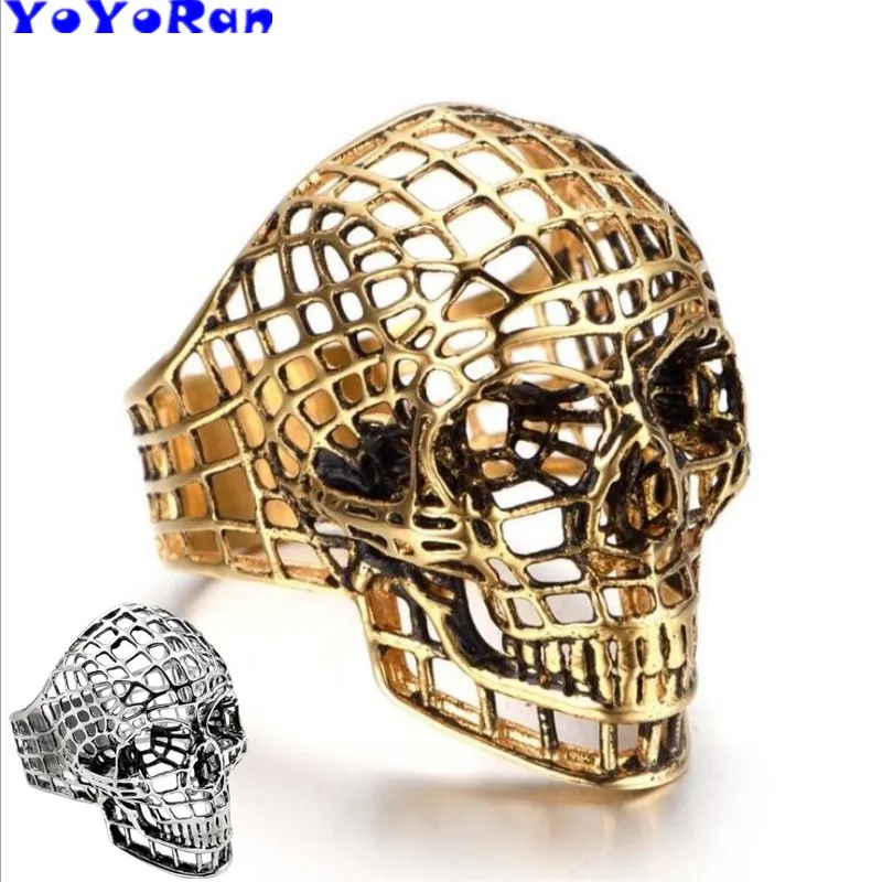 YoYoRan 1 шт. Открытое кольцо с скелетом для мужчин 10 # Золотое серебряное