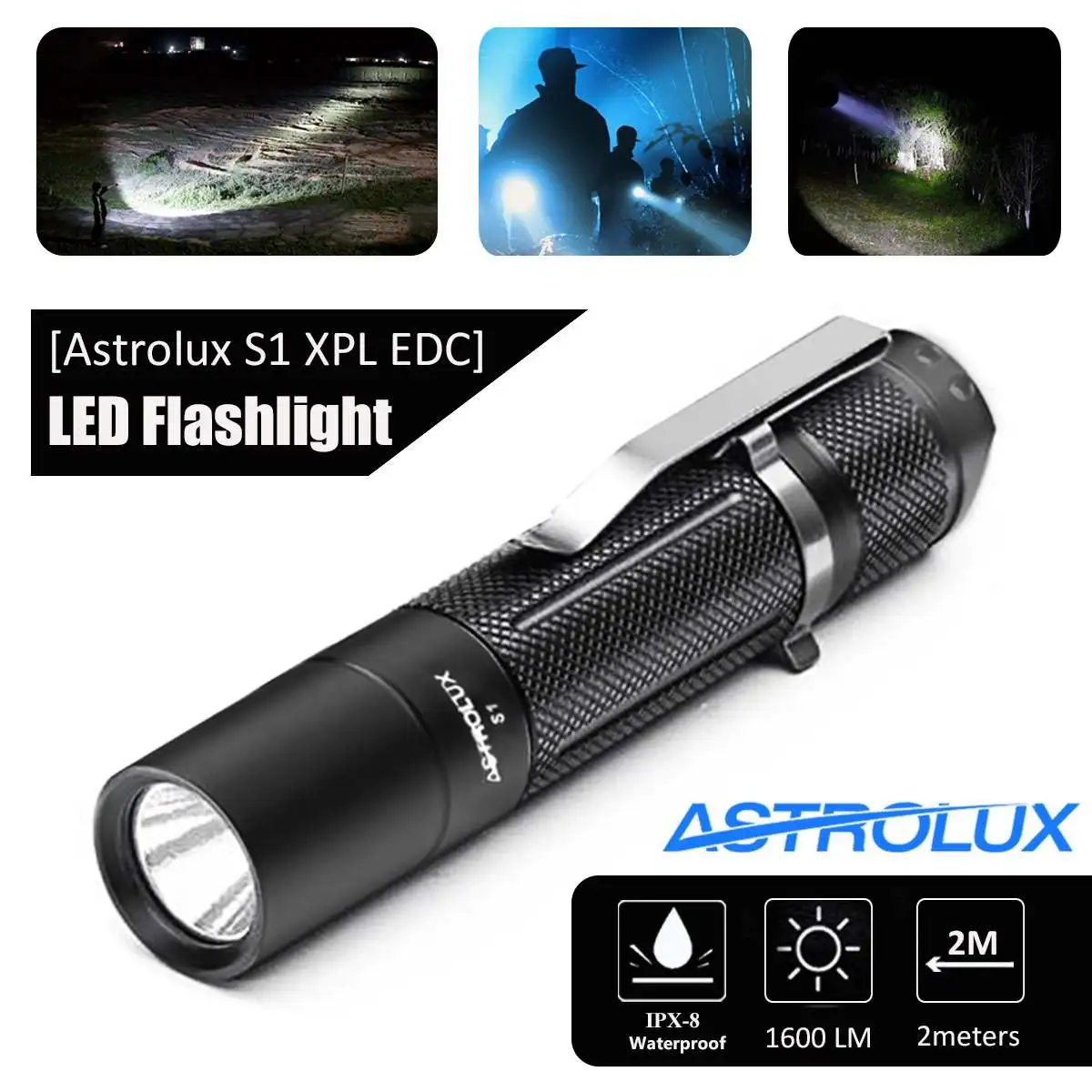 Astrolux S1-1600LM светодиодный фонарь 18650 фонарь 7 4 режима светодиодный фонарик EDC водонепроницаемый фонарь турбо стробоскоп