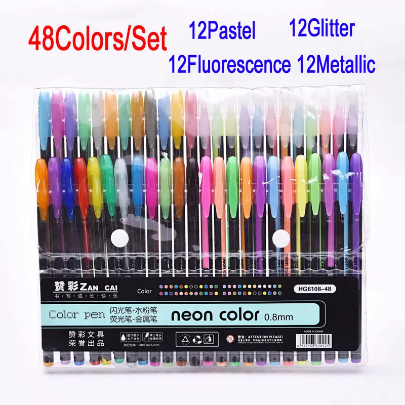 48 Цвета набор гелевых ручек Цвет гелевые ручки блестящие металлические отличный