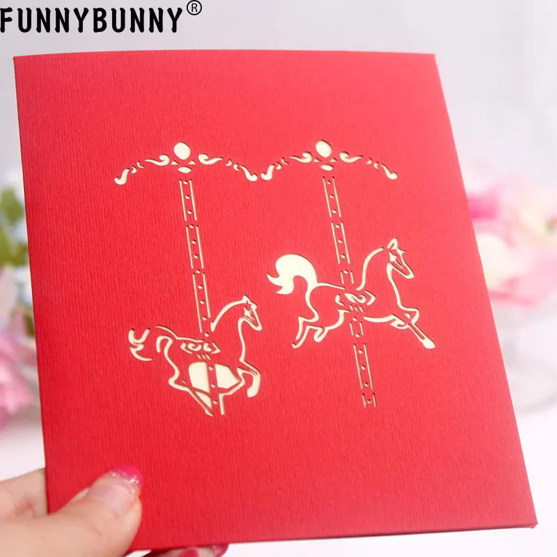 FUNNYBUNNY ручная работа карусель 3D открытка на день рождения Детские открытки с