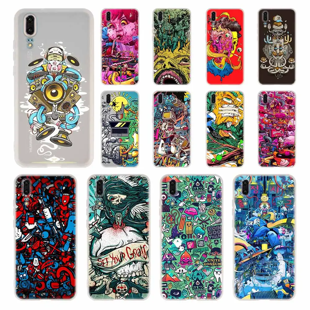 Чехол MLLSE с граффити силиконовый мягкий чехол из ТПУ для Huawei P30 P20 Pro P10 P9 P8 Plus Lite 2019
