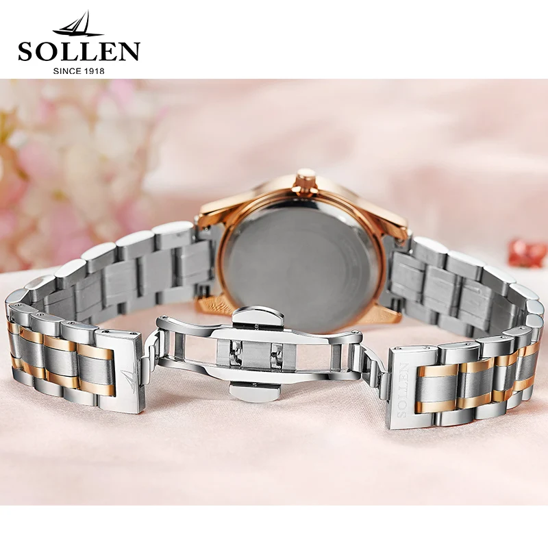 Reloj mujer SOLLEN Женские подлинные кварцевые часы женские новые модные стальные с
