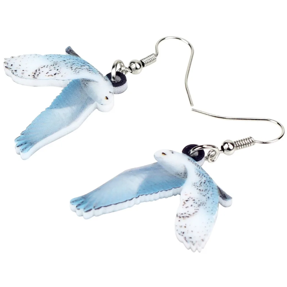 Bonsny акриловые уникальные летающие снежные серьги в виде совы птицы большие