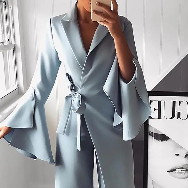 Женский праздничный комбинезон элегантный с длинными рукавами асимметричным