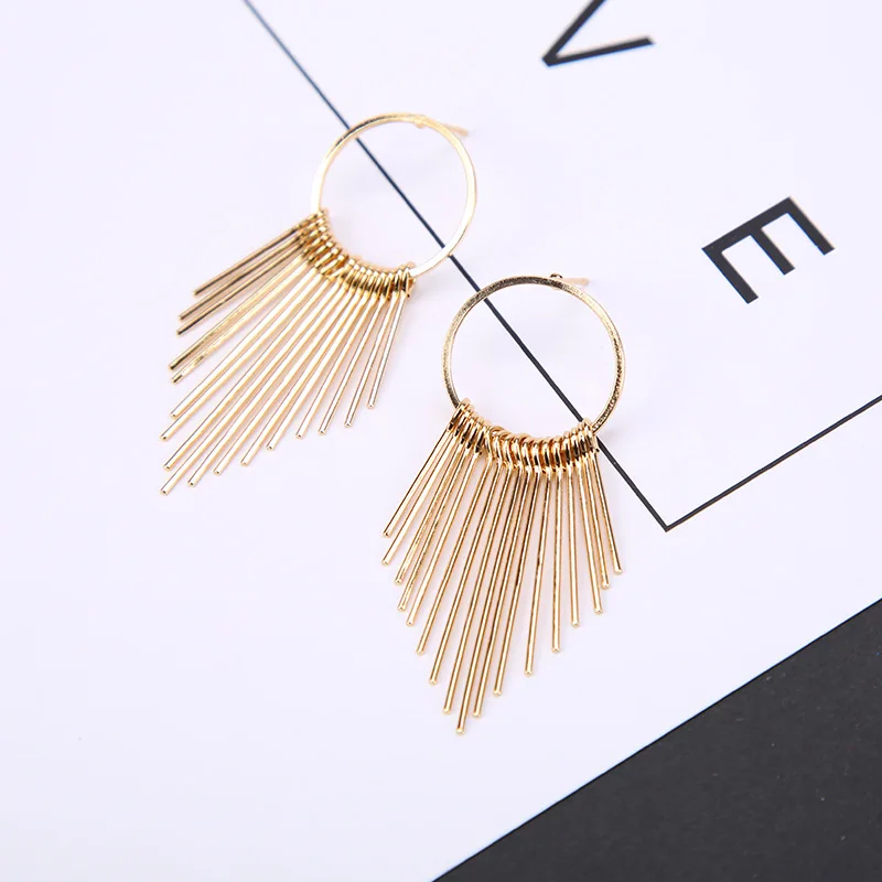 Long Tassel Dangle Earrings For Women Drop Brincos Bijoux boucle d'oreille Fashion Jewelry Geometric Circle Earring | Украшения и