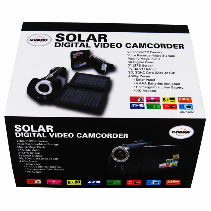 

Winait 720*480 solar digital video camera , max 16 mp digital camcorder with 3.0'' TFT display free shipping
