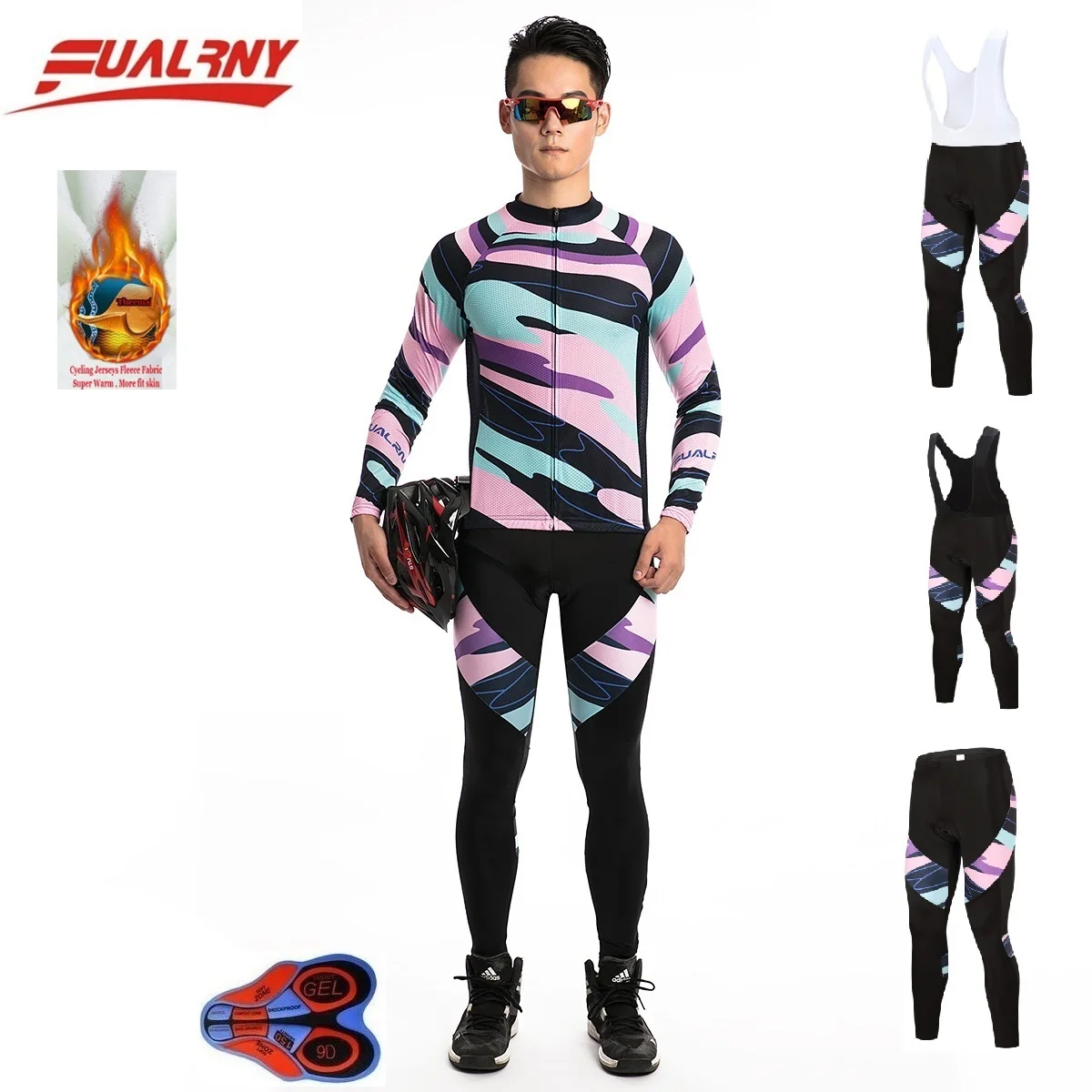 2018 FUALRNY NEW cycling jersey long sleeve men with pants sets winter Thermal Fleece top sale mtb bike wear 9D | Спорт и
