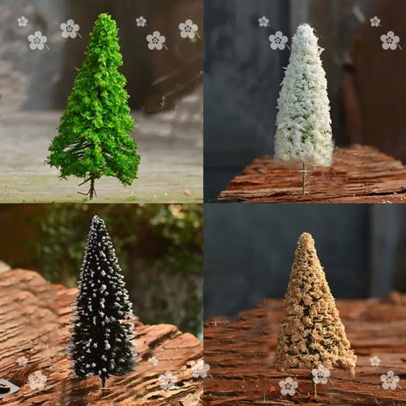 4 шт. миниатюрные маленькие рождественские елки разных цветов сказочные Садовые
