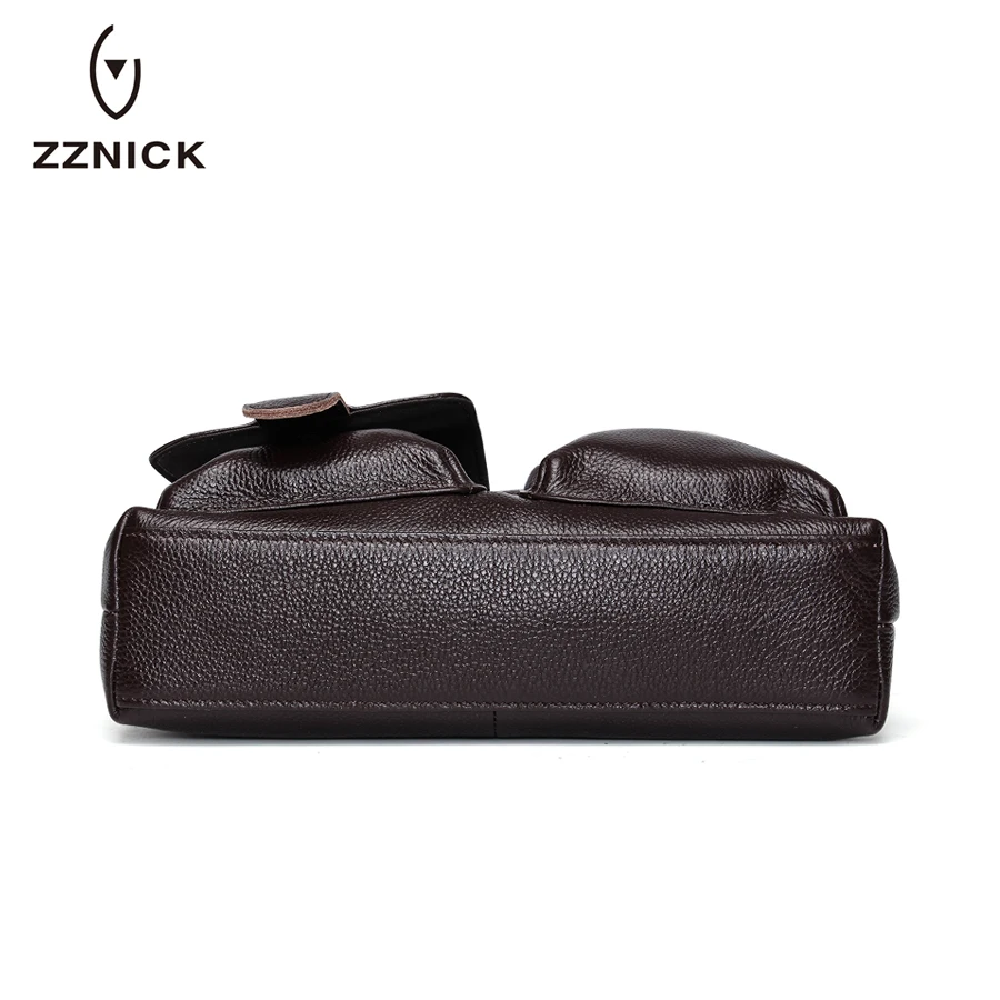 ZZNICK 100% натуральная кожа Портфели Для мужчин сумка Бизнес сумки 14 дюймов ноутбука