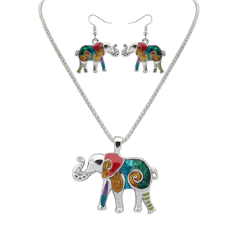 2018 Hot Lovely Elephant Pendants Jewellry Vintage Necklace + Earrings Jewelry Sets For Women FQL7261 | Украшения и аксессуары