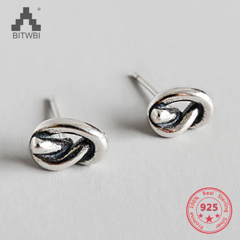 

2018 New 925 Sterling Silver Knotted Stud Classic Twisted Small Stud Cute Solid Minimalist Jewelry