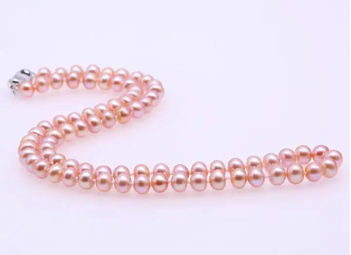 

Women Jewelry natural pearl 6x7mm purple pearl 925 silver clasp necklace Natural freshwater pearl gift 17'' 43cm
