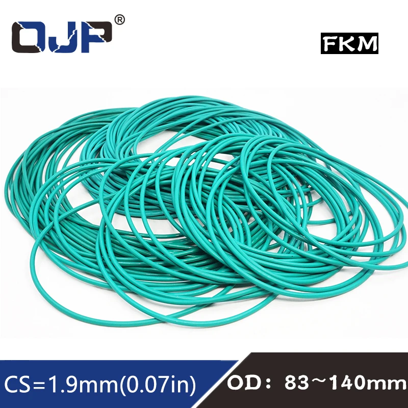1PC Rubber Ring Green FKM O ring Seal 1.9mm Thickness OD83/85/90/95/100/105/110/115/120/140mm Rubber ORing Seal Oil Fuel Gasket