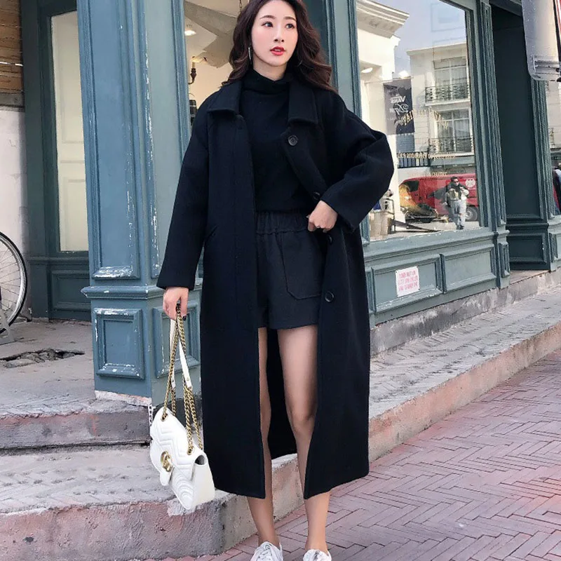 Женская приталенная шерстяная куртка однотонная Повседневная парка большого