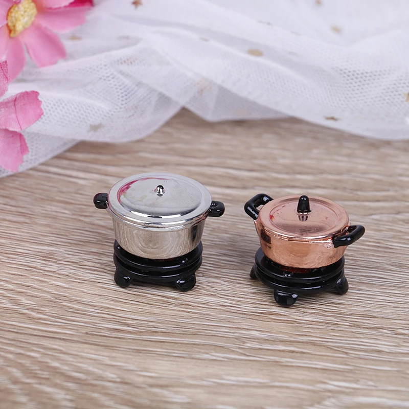 

Mini 1/12 Pot with Furnace Simulation Miniature Kitchenware Model Toy for Doll Decoration Doll House Furniture Toy Accessories
