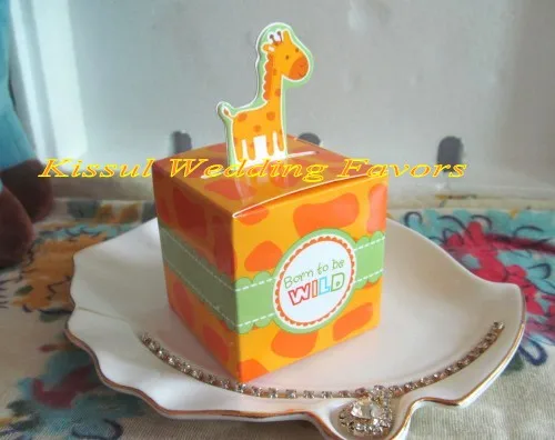 (100 шт./лот) Подарочная коробка для дня рождения ребенка в джунглях с 4 рисунками