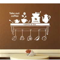 coffee tea time dining room parlour wall stickers kitchen sticker diy home decor mural removable home decor wall sticker