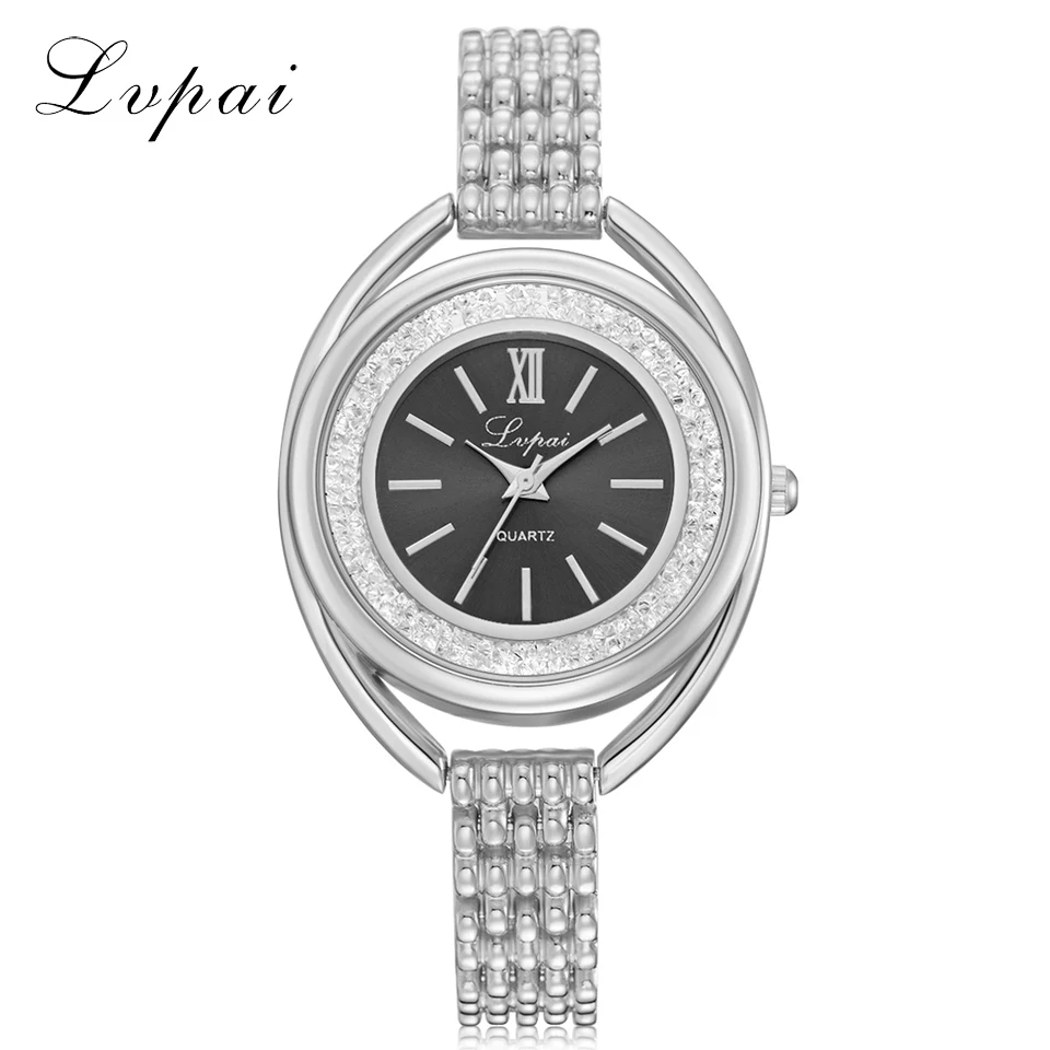 Silver Black Новое поступление Lvpai Топ бренд модные повседневные женские роскошные спортивные наручные часы креативные кварцевые часы с бриллиантовым циферблатом LP233 - Цвет: Silver Black