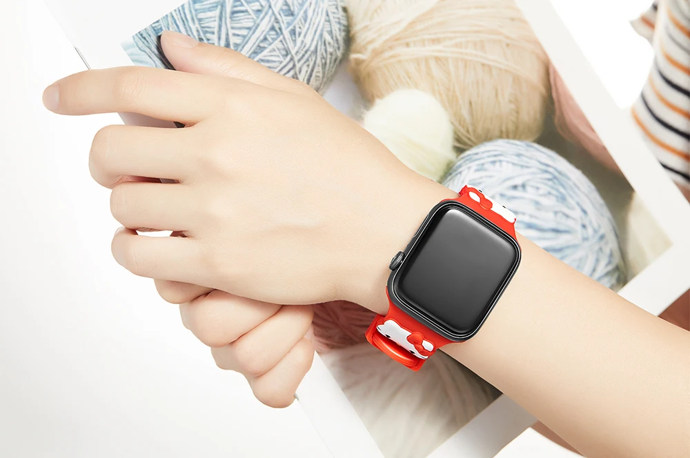 UEBN силиконовый спортивный ремешок для apple watch серии 4 3 2 1 ремешок с Kity для iWatch 42 мм 38 мм 40 мм 44 мм Ремешки для наручных часов