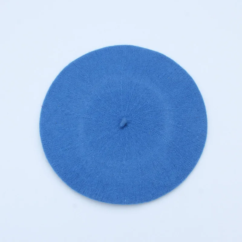 Sky blue Berets Женские береты, зимние шапки для женщин, новинка, милые однотонные вязаные шапки Skullies Beanies, кашемировые шапки для девушек, береты, шапка - Цвет: Sky blue Berets