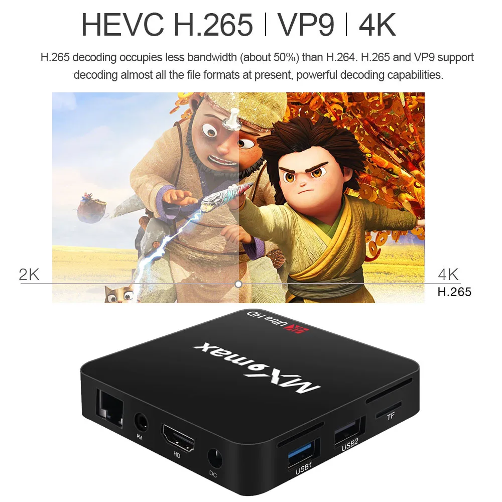 Docooler MX9 max умная ТВ приставка с четырёхъядерным процессором RK3328 ОЗУ 2 Гб ПЗУ 16 Android 7