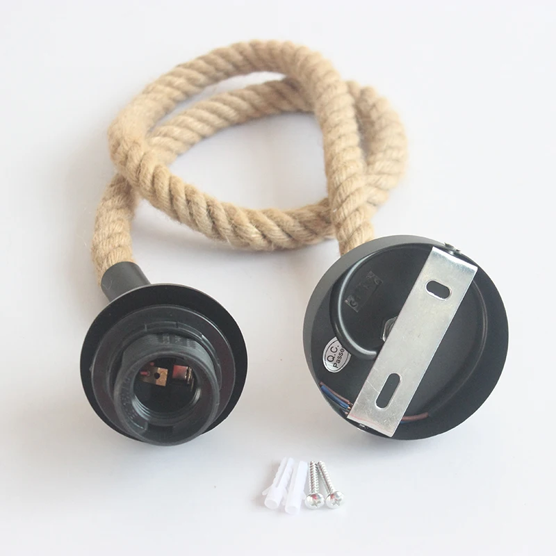 Подвесной ретро светильник из пеньковой веревки E27 подвесной для кофейни